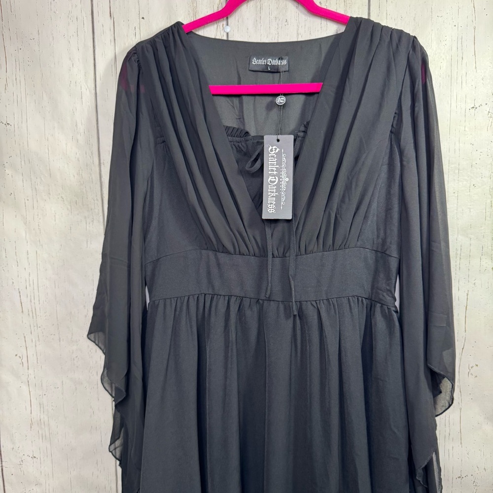 Scarlett Darkness Black Gothic Maxi Dress Witchy Dark Academia Whimsigoth Soft - Picture 3 of 16